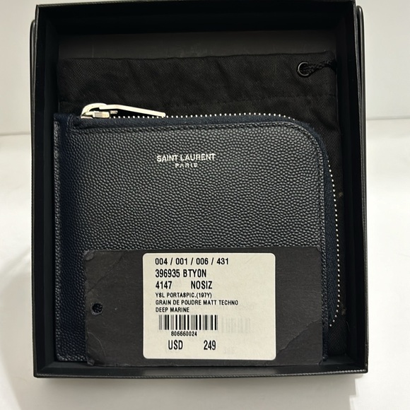 Saint Laurent Zip Around Wallet - Navy Blue - Picture 7 of 9